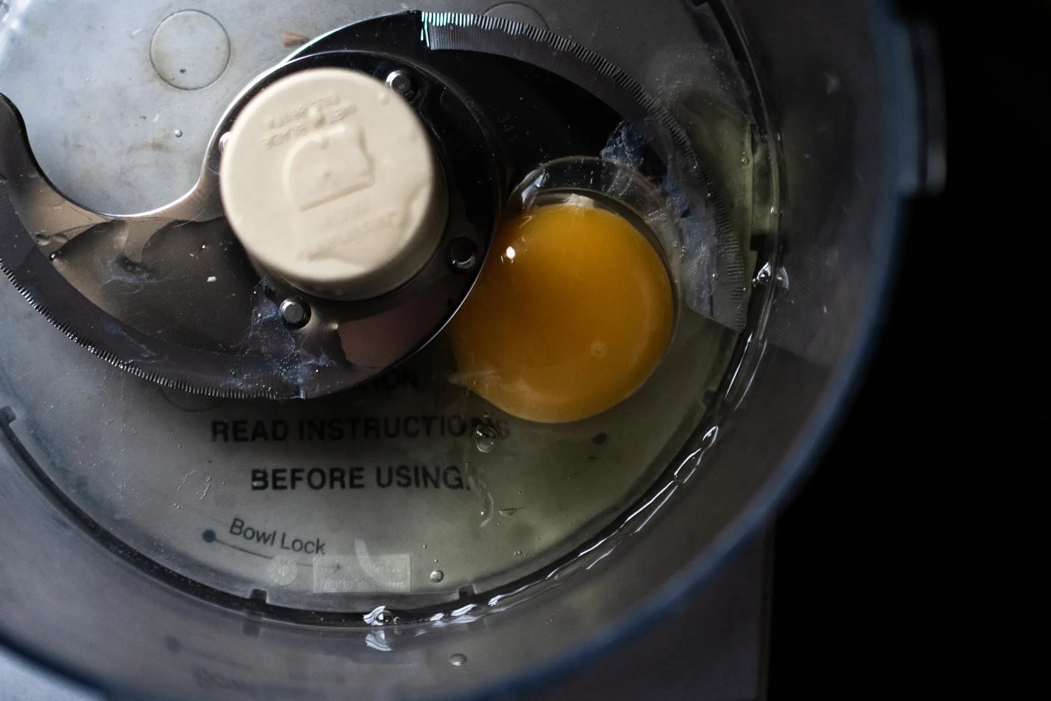 egg and oil and lemon juice in a food processor for mayonnaise