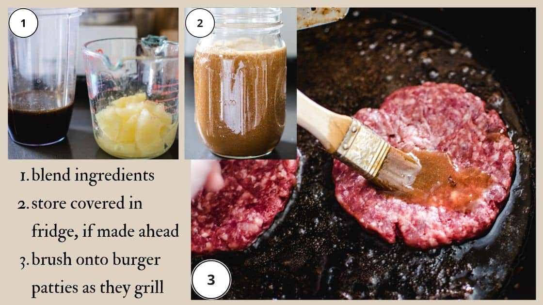 3 step info graphic of how to make Aloha burger sauce