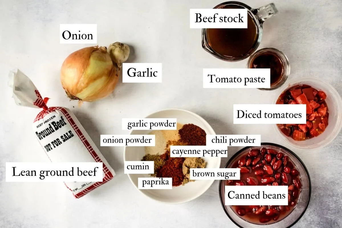 Labeled photo of all the ingredients needed to make this recipe.