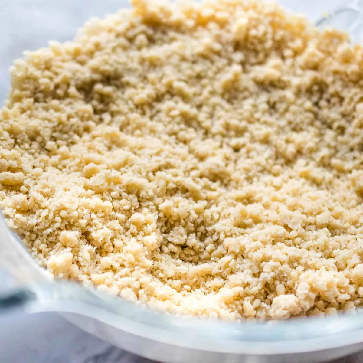 Cinnamon streusel topping crumbs in a mixing bowl.