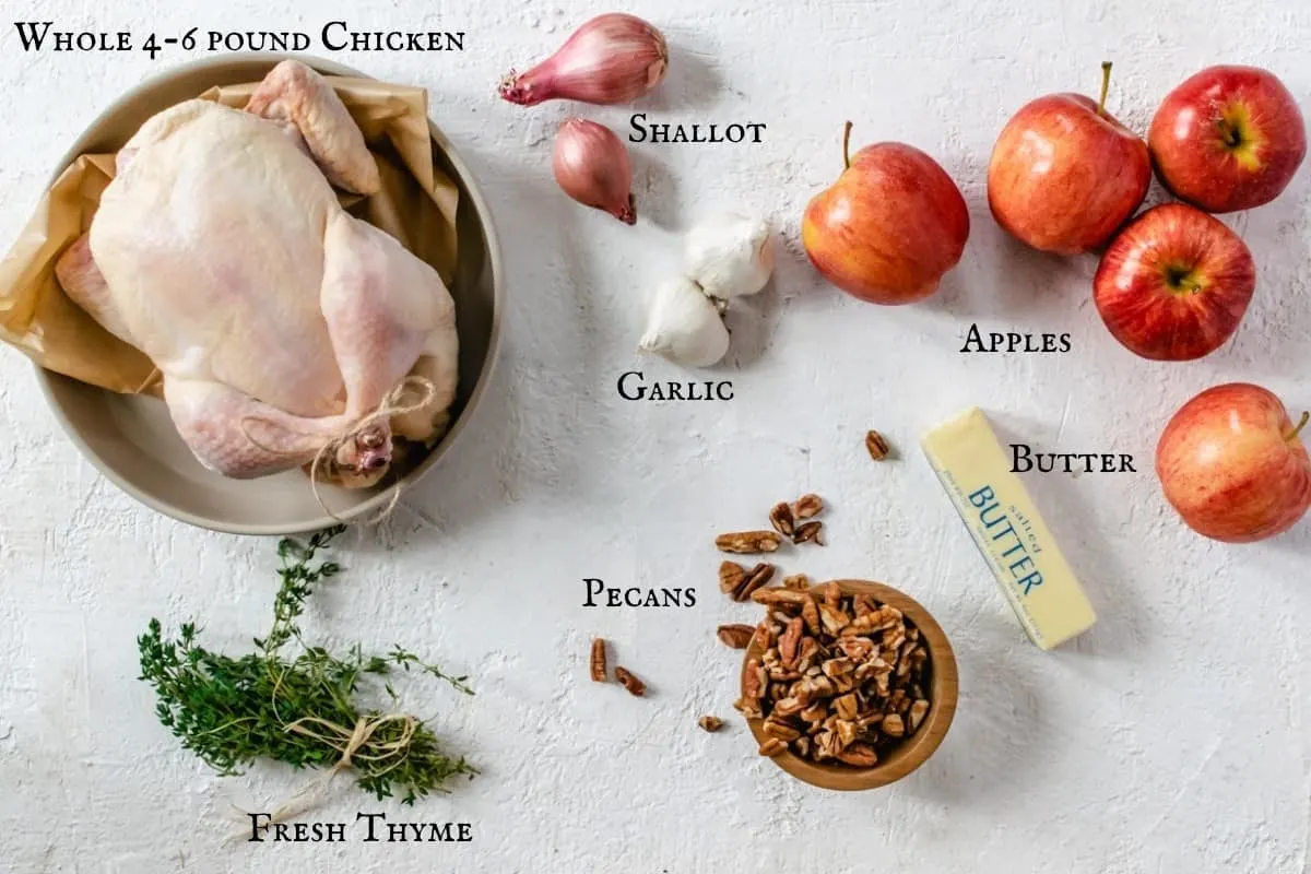 Photo of ingredients needed to make the recipe with labels. 