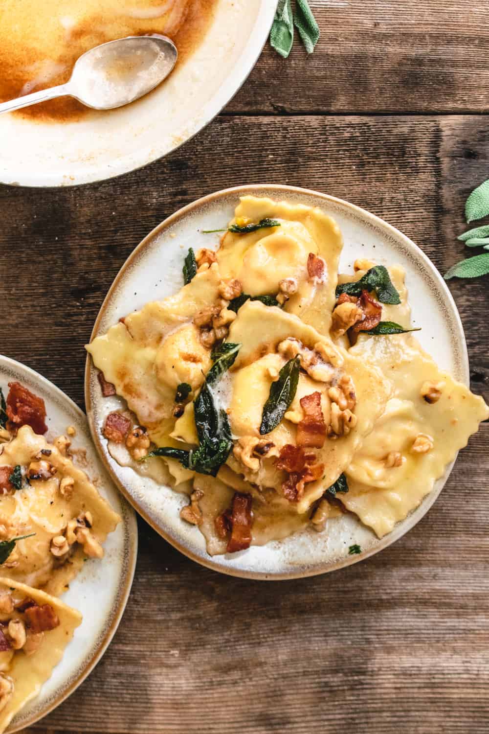 Butternut Squash Ravioli with Browned Butter Fried Sage, Bacon and ...