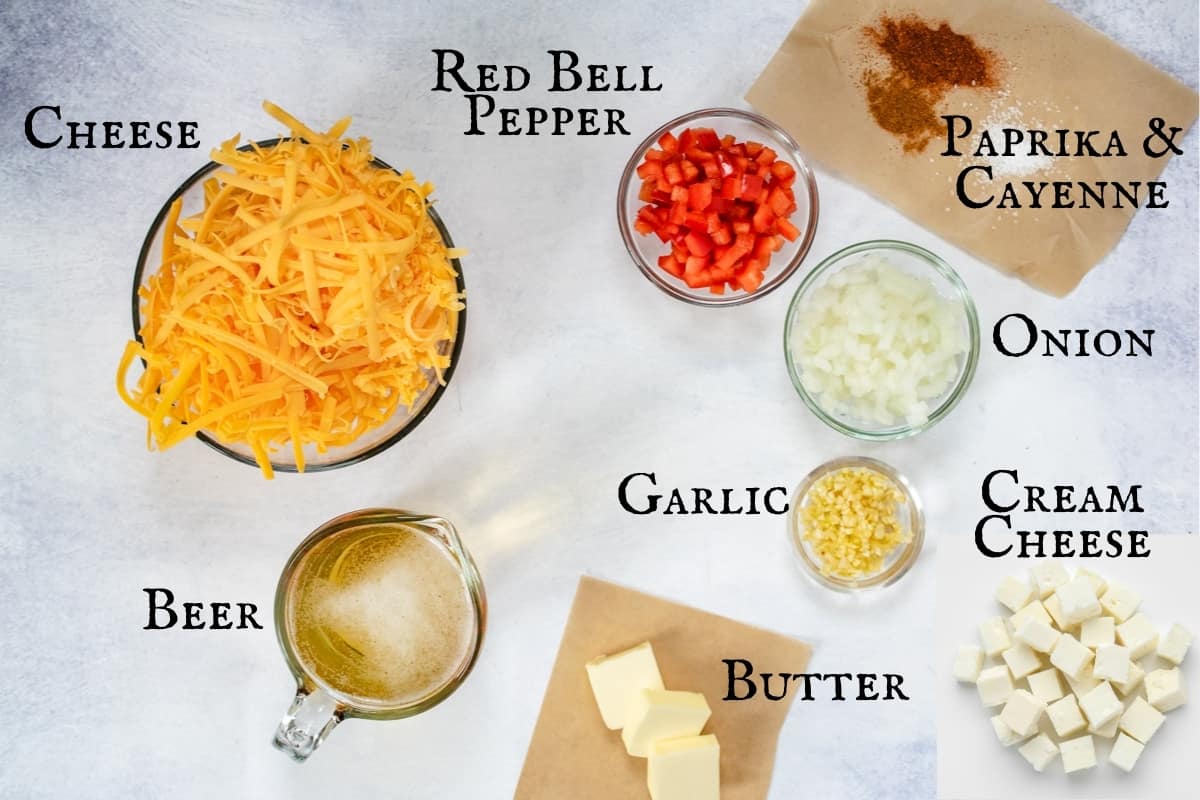 Ingredients in the beer cheese recipe. 