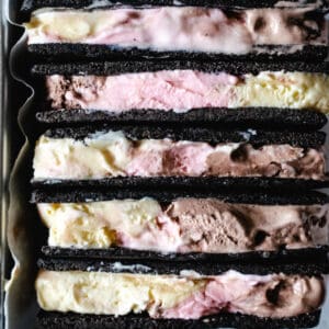 Chocolate ice cream sandwich cookies.