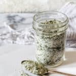 glass jar filled with homemade dry ranch seasoning mix