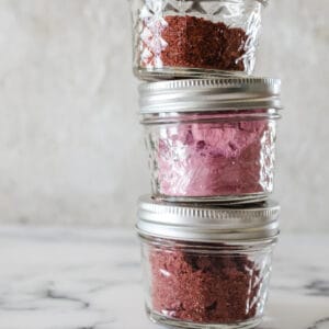 stack of jars of homemade fruit powders