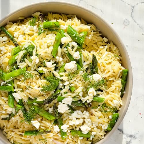 Lemon Orzo Pasta Salad with Asparagus and Feta The Frozen Biscuit