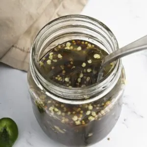 candied japanenos in jar