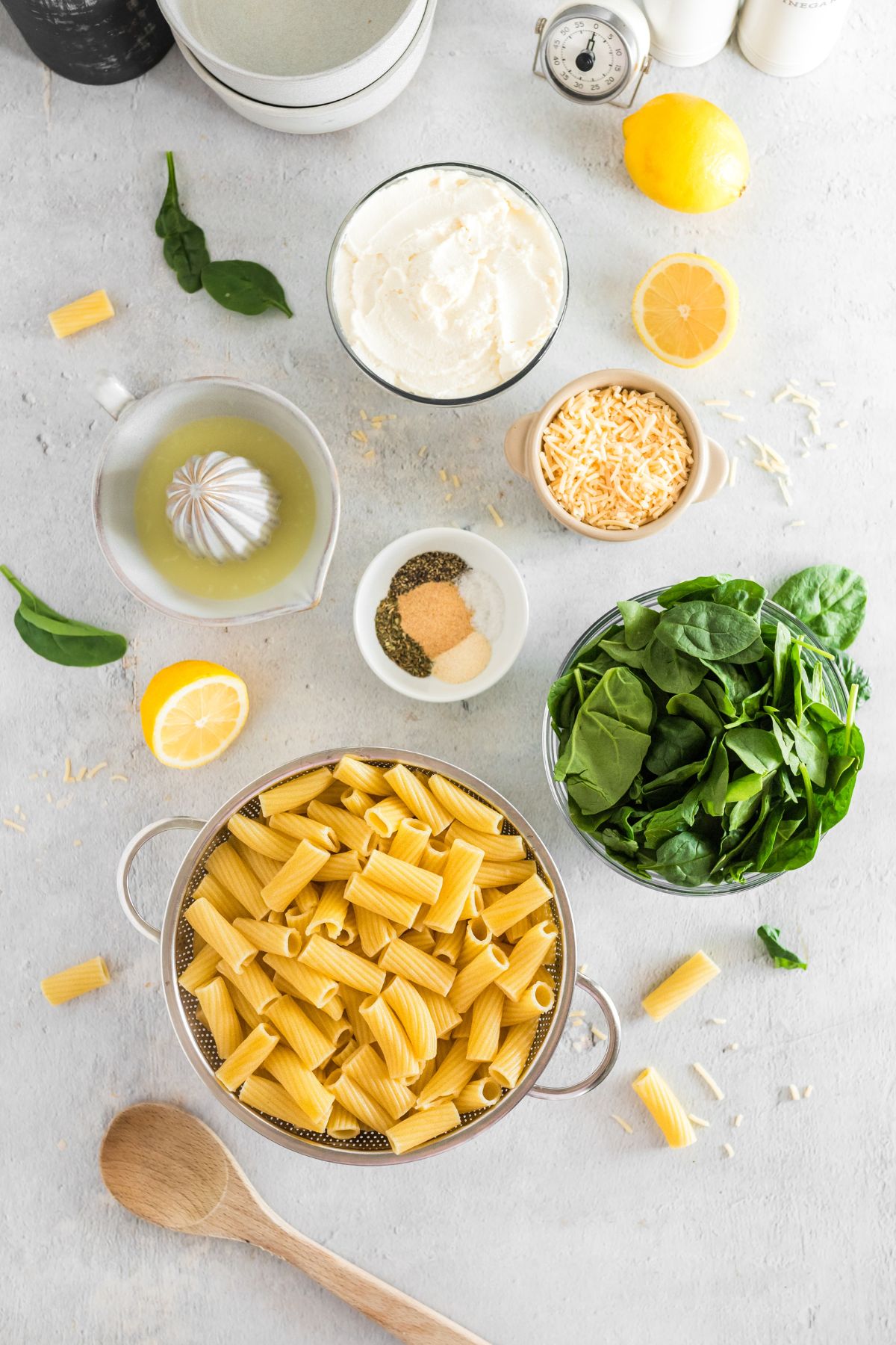 Ingredients needed to make Lemon Ricotta Pasta.