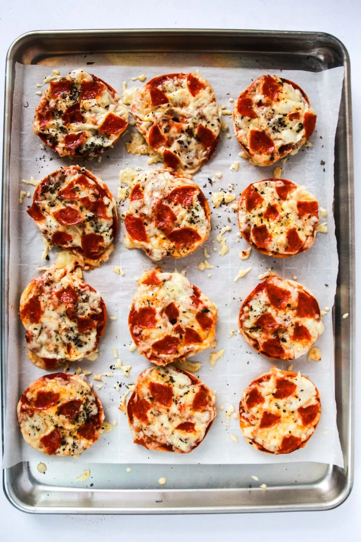 Baked homemade pizza Bagels. 